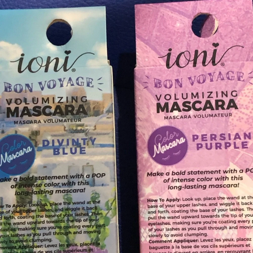 2 volumizing blue & purple colored long lasting waterproof bold intense mascaras